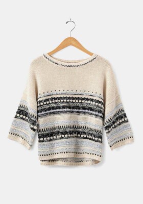 Matilda Jane Good Hart GH Drop Azle Sleeve Striped Sweater M Medium NWT