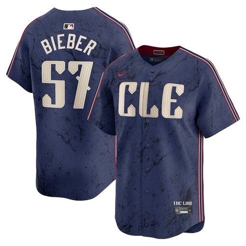 Cleveland Guardians Shane Bieber Nike Navy 2025 City Connect MLB Limited Jersey