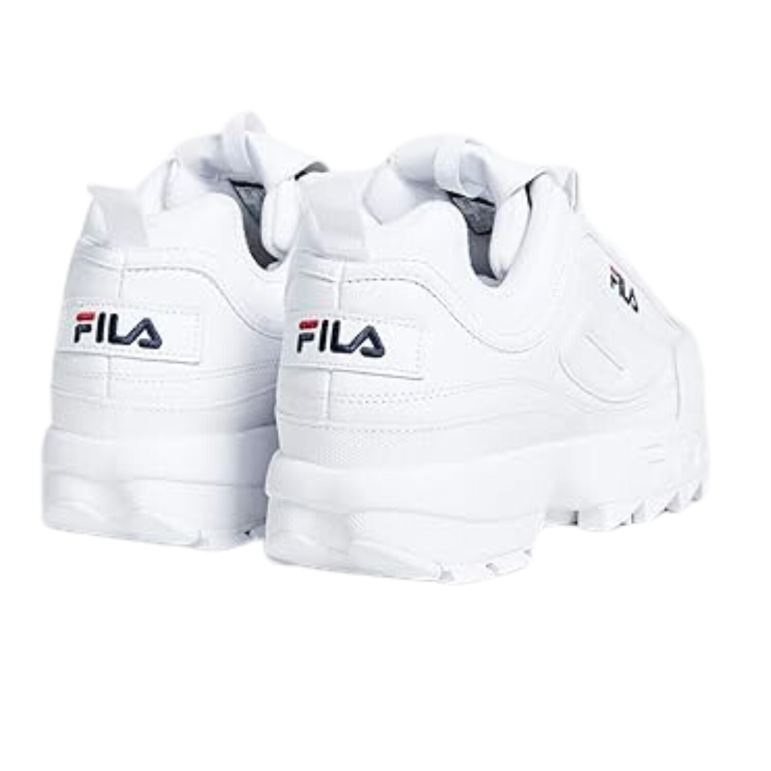 Fila Women's Disruptor 2 Premium Casual Shoes, White/Navy/Red, Size 8