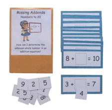 Teacher Made Math Center Learning Resource Game Missing Addends to 20