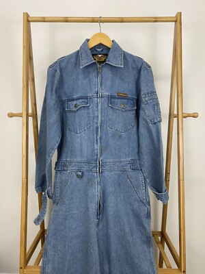 RARE VTG Harley-Davidson Denim Biker Work Coveralls Embroidered