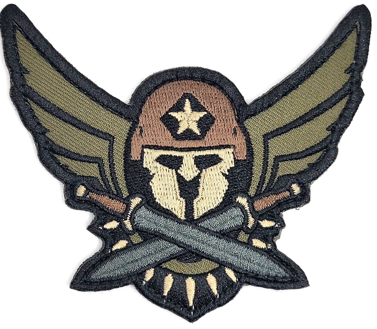 MilSpec Monkey Modern Spartan 3D PVC Rubber Tactical Military Patch BROWN HELMET