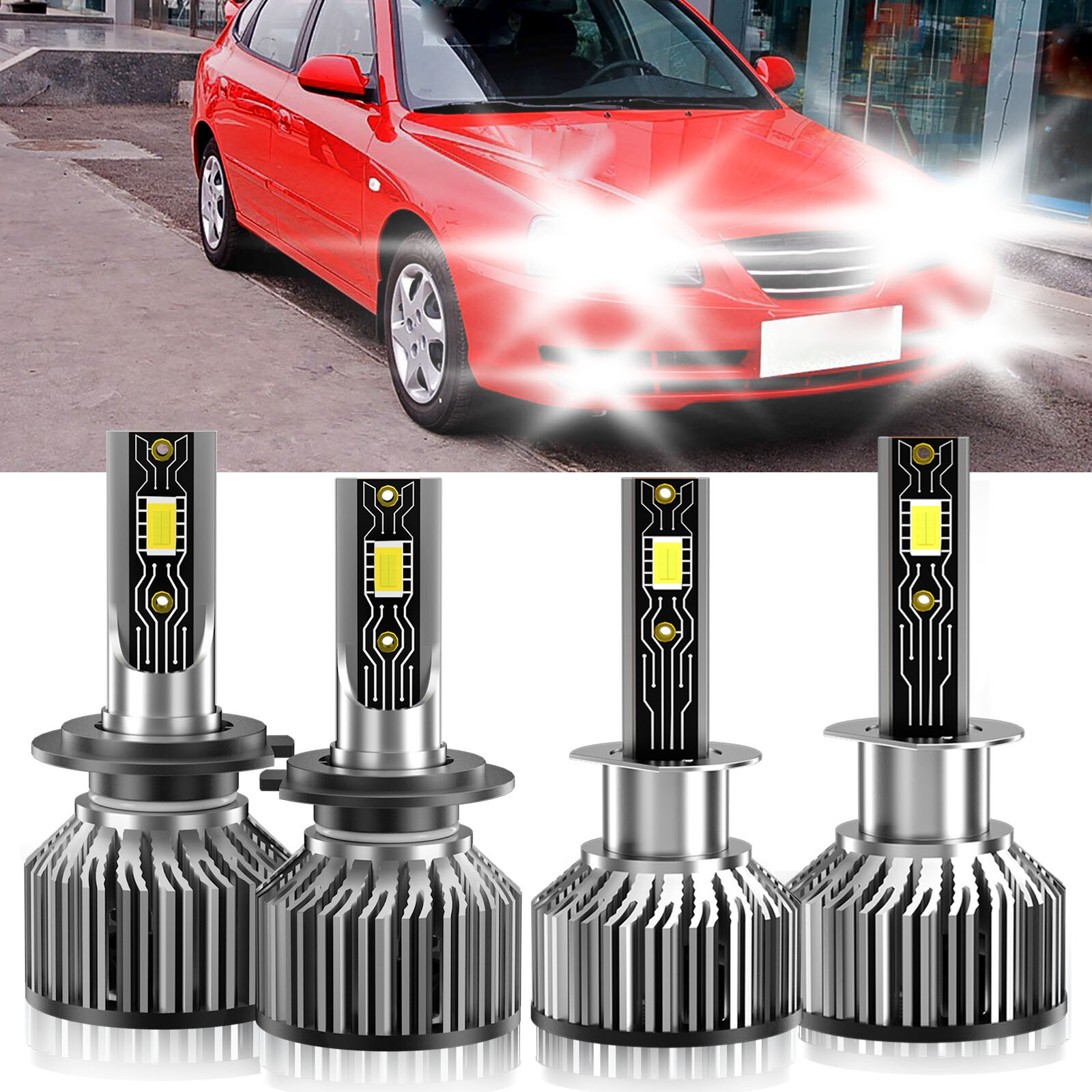H1+H7 LED Headlight CSP Bulb Combo High&Low Beam For Hyundai Elantra 2001-2006