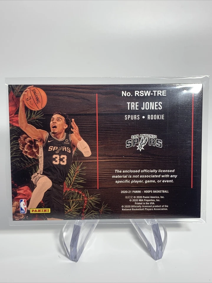 2020-21 Panini NBA Hoops WINTER Tre Jones Sweaters Rookie RC San Antonio Spurs  - Image 2 of 2