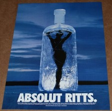 Anuncio impreso Absolut Vodka Ritts 1997 mujer silueta Suecia pinup dama arte corporal