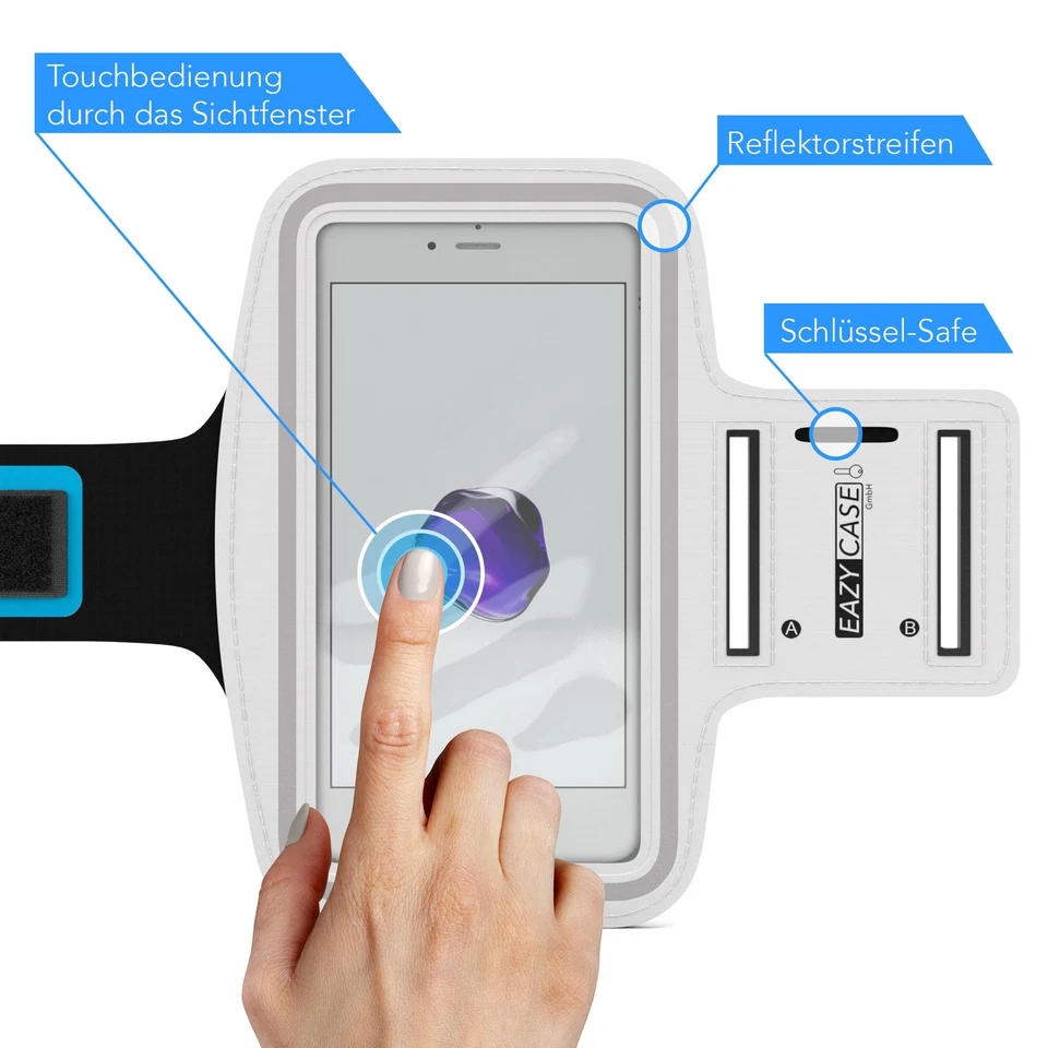 Universal Sport Armband Handy Armtasche Joggen Fitness Band Smartphone Weiß - Bild 3 von 4