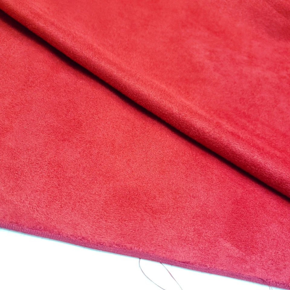 Tela de gamuza para tapicería ultrasuave roja brillante 58"" por yarda poliéster imitación Foto 3 de 4