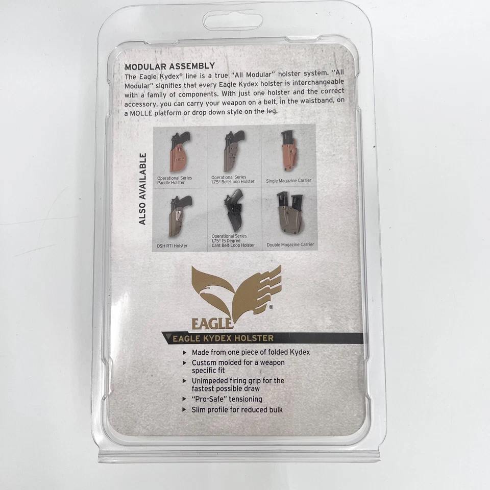 Funda para pistola EAGLE 1911 compacta de 3,5" serie OSH Kydex negra/mano derecha nueva en paquete Foto 4 de 4