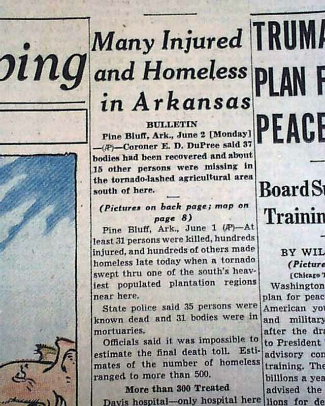 PINE BLUFF Arkansas & Leedey Oklahoma TORNADOES Disasters 1947 Old