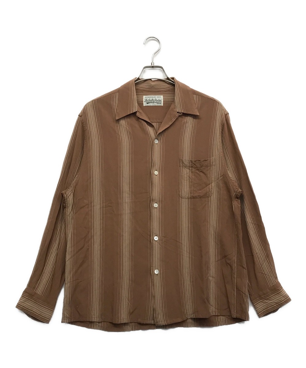 WACKO MARIA STRIPED OPEN COLLAR SHIRT Size: L Brown Men | eBay