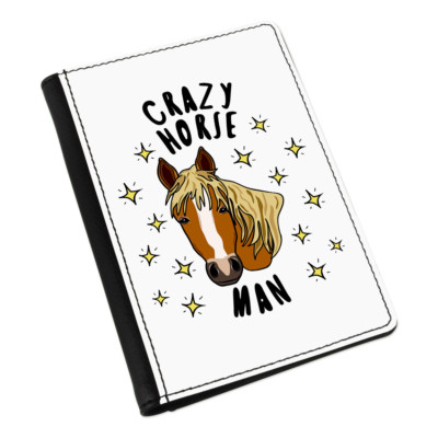 Crazy Horse Man Stars Passport Holder Cover Case Geldbörse Organizer - Schwarz