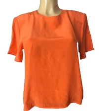 Women's KARNOLD Shell Round-neck Short-sleeve Orange Silk MEDIUM Pre-Owned
