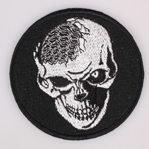 Motor Cycles Broken Face Skull Embroidered Patch Iron On Size 3.3", 8.5Cm - Picture 2 of 3