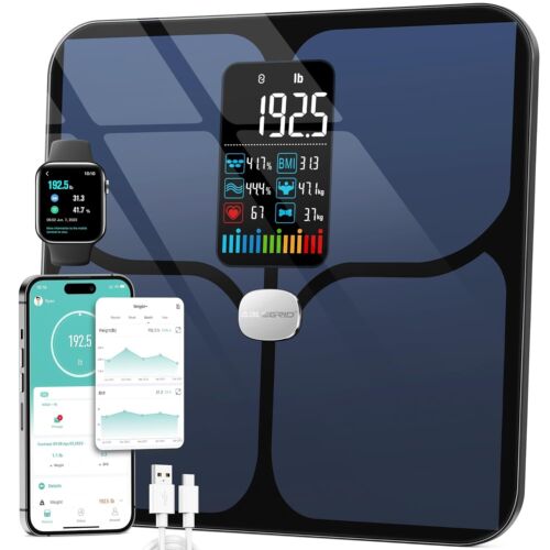 Échelle de graisse corporelle, balance de salle de bain intelligente numérique ABLEGRID pour poids corporel, grand écran LCD - Photo 1/9