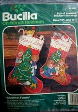 Vintage Bucilla Christmas Heirloom Jeweled Stitchery Stockings Kit 82140 NEW