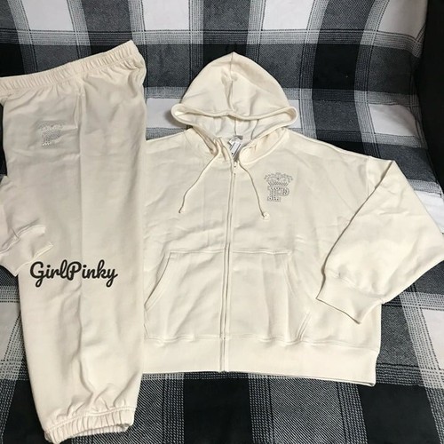 Victoria secret PINK SWEATPANTS OUTFIT & FULL ZIP IN WHITE SHELL BLING IN LARGE - 第 2/11 張圖片