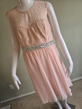 NWT Vintage Jolie SEARS Lacey Jeweled Waist Embellished Fit&Flare Dress Size 10
