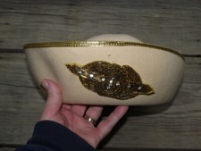 Vtg Bollman Bellini 100 Off White Wool Felt Hat-Gold Trim-Sequins  Rhinestones