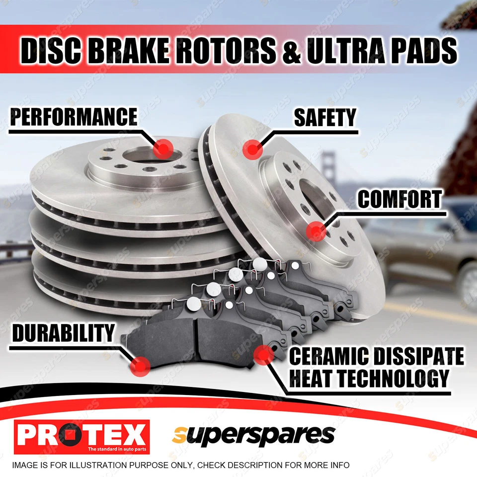Front + Rear Disc Brake Rotors Brake Pads for Mitsubishi Magna TF - TJ TL TW - image 2 of 2