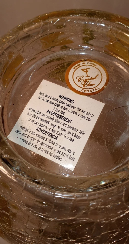 Fifth Avenue Ltd Crystal Crackle Glass Hand Painted Tea Light Lamp Base Only - Image 2 of 4