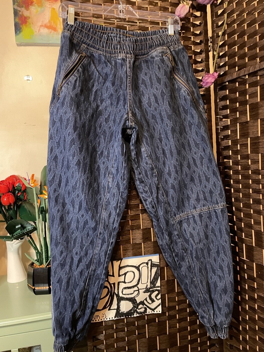 Adidas Ivy Park Denim Track Pant Joggers Small Monogram H61699 