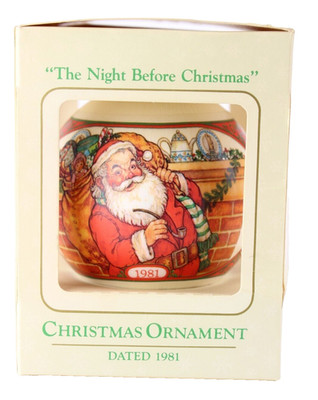 NOS HALLMARK AMBASSADOR THE NIGHT BEFORE CHRISTMAS 1981 Ball Ornament mice Santa