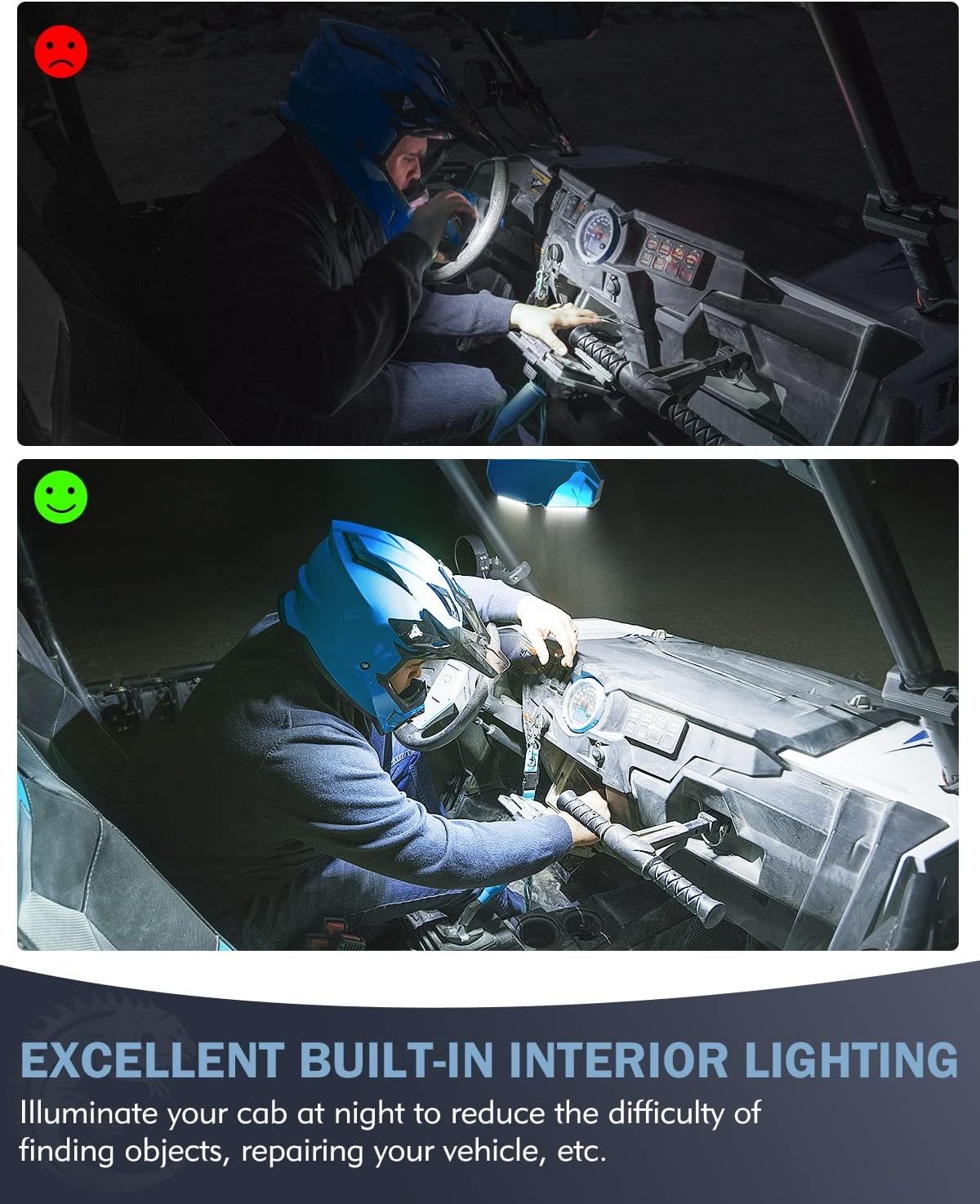 UTV Rear View Mirror with LED Light, With RANGER & PRO XP WITH LIGHT 