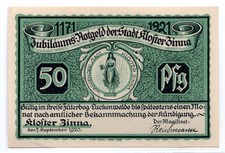1920 Germany Kloster Zinna Notgeld 50 Pfennig Note (3885)