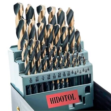 Drill Bit Set 29Pcs, 135 Degree Tip High Speed Steel with Black and... Fast Ship