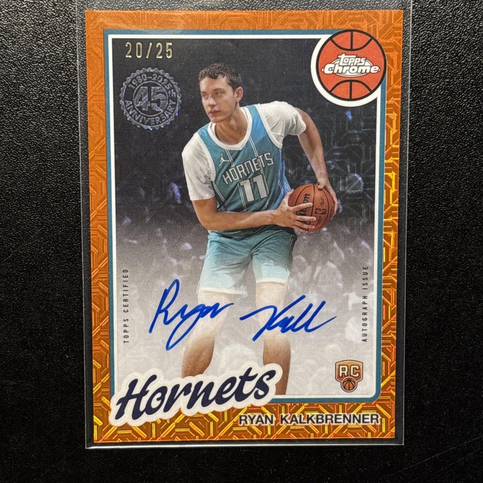 Ryan Kalkbrenner 2025-26 Topps Basketball 1980 Orange Mojo Rookie Auto /25