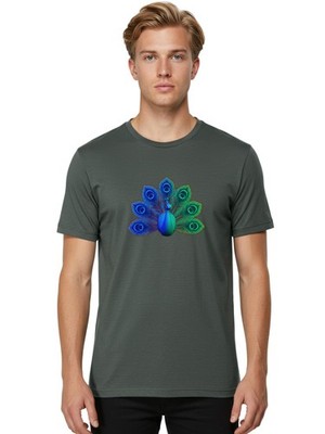Peacock-18 Mens Graphic Tee, 100% Cotton, Casual Summer Wear