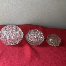 Vintage Floral Frogs Clear Glass Flower Arrangements Large Medium  Small