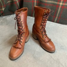 Georgia Boot Womens Packer Lace Up Leather Boots Tan Made in USA G3140 Size 6.5