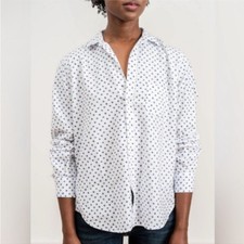 NWT Frank Eileen The Eileen Button Up Shirt in Italian Linen Star Print large