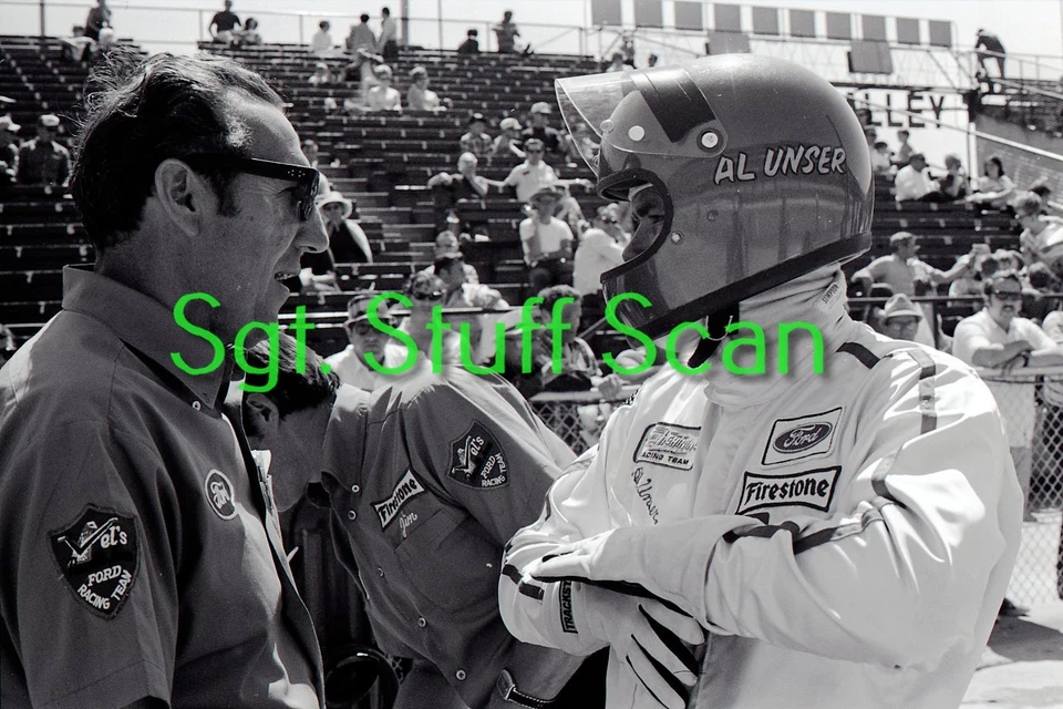 1970 Indy Car racing photo negative Al Unser and George Bignotti Indy 500 - Image 1 of 1