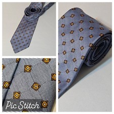 Vtg Brooks Brothers Makers Silk Steel Blue Neck 3.5" Stain Resistant ITALY