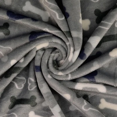 Tela Polar Fleece Doble Cara Gris con Perros CORAZONES CRS Fur Fabrics - Imagen 1 de 3