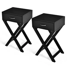 Costway 2PCS Nightstand X-Shape Drawer Accent Side End Table Modern Home