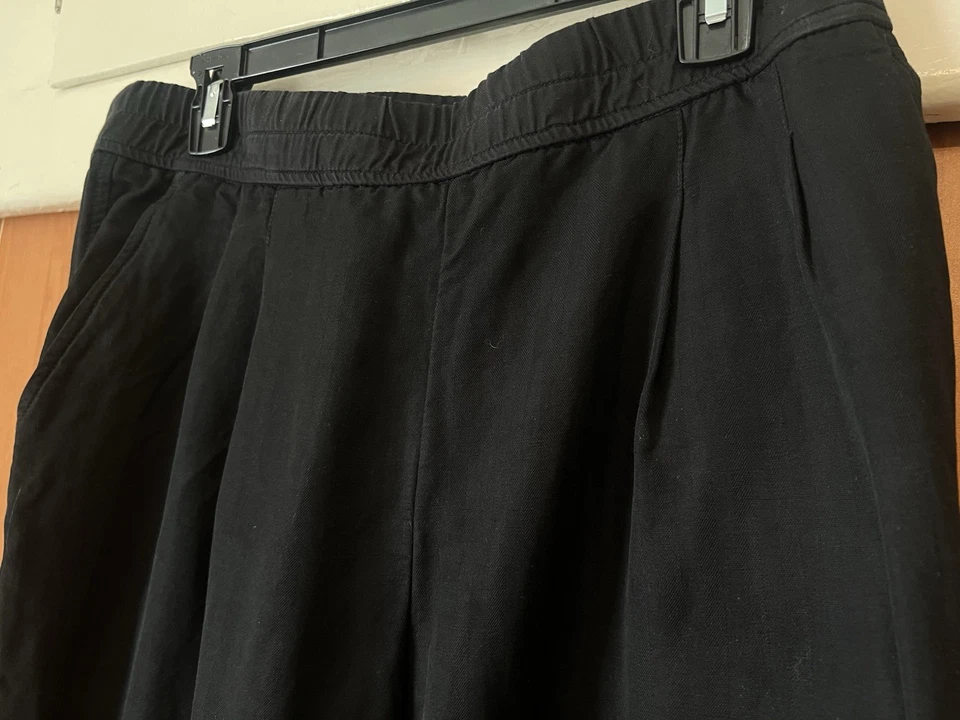 James Perse Herringbone Drawstring Pants Size 3 (32) Poly Cotton Linen Black - Image 2 of 4