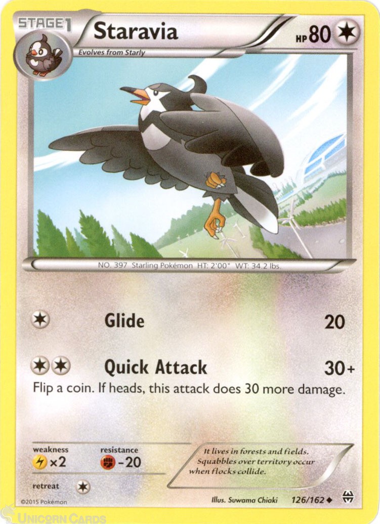 Staravia 126/162 : Uncommon Mint/Near Mint Pokemon Card : XY08: BREAKthrough