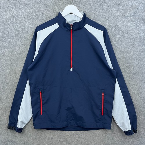 FootJoy Jacket Mens Medium Blue Golf Performance 1/4 Zip Windbreaker Pullover FJ