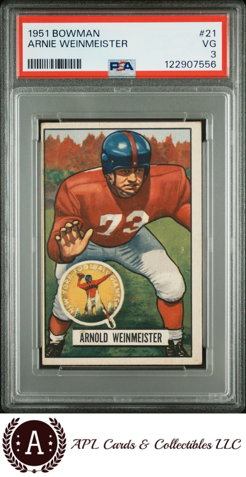 1951 Bowman #21 Arnie Weinmeister PSA 3