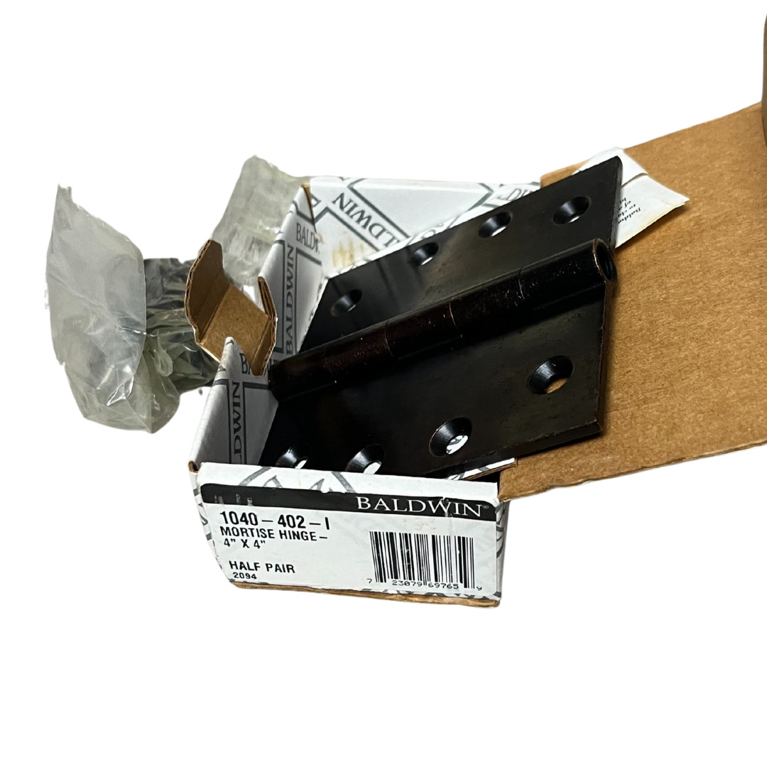 Baldwin 1040-402-1  Moritse Hinge Half Pair 4"x4"- Distressed Oil Rubbed Bronze