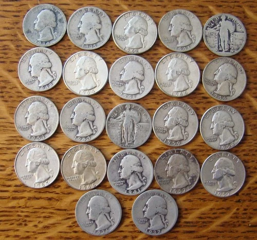 Lot of 22 - 1930 - 1964 Silver Quarters From A Local Estate