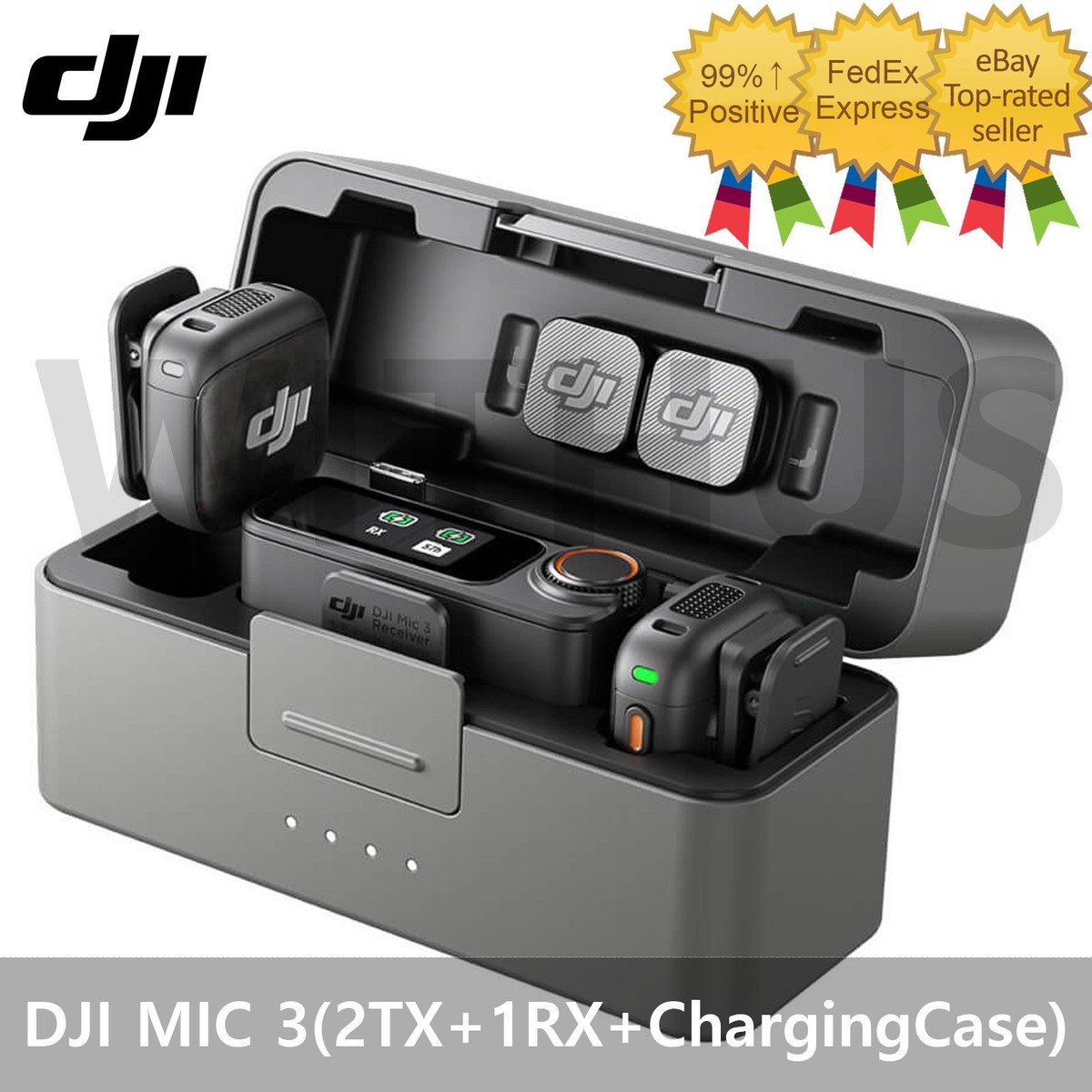 DJI MIC 3 (2TX + 1RX + ChargingCase) Wireless Lavalier Microphone