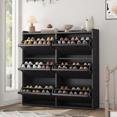 Wooden Shoe Cabinet With Adjustable Shelf  Versatile Shoe Organizer and Storage 
