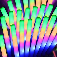 55 Pcs LED Foam Glow Sticks BulkFoam Light Up Sticks 3 Modes of Color Flashi