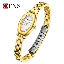 Exquisite oval diamond studded dial retro quartz waterproof women's watch