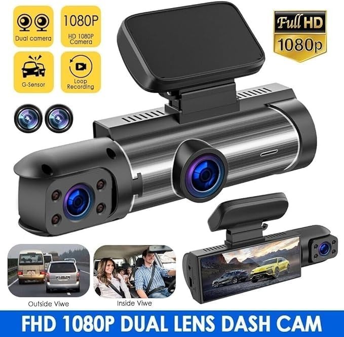 Car Dash Cam Video Recorder Camera Dual lens 1080P with 64GB SD Card
