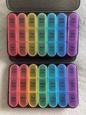 Two 7 day 3 compartment per day pill organiser boxes 